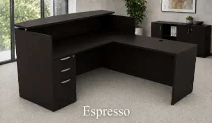 L Shaped Reception Desk with Reversible Return 