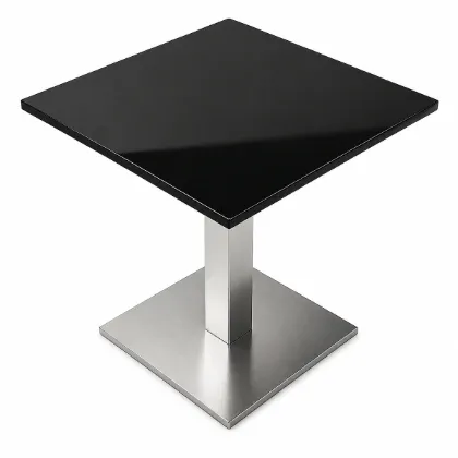 large square table 30 inch tall with stainless steel base