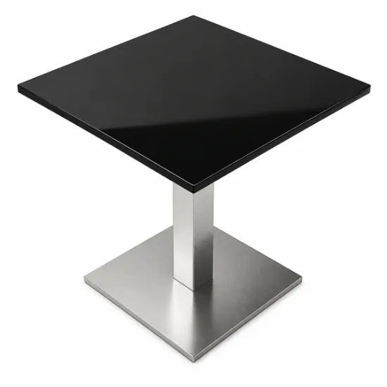 large square table 30 inch tall with stainless steel base