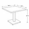 large square table 30 inch tall with stainless steel base