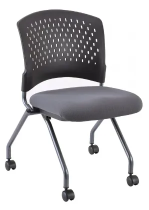 Picture of Nesting Guest Chair without Arms, Rolling Casters, and Upholstered Seat