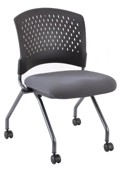 Picture of Nesting Guest Chair without Arms, Rolling Casters, and Upholstered Seat