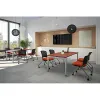 Picture of Blue Nesting Guest Chair without Arms, Rolling Casters, and Upholstered Seat 