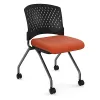 Picture of Blue Nesting Guest Chair without Arms, Rolling Casters, and Upholstered Seat 