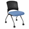 Picture of Blue Nesting Guest Chair without Arms, Rolling Casters, and Upholstered Seat 