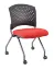 Picture of Red Nesting Guest Chair without Arms, Rolling Casters, and Upholstered Seat 