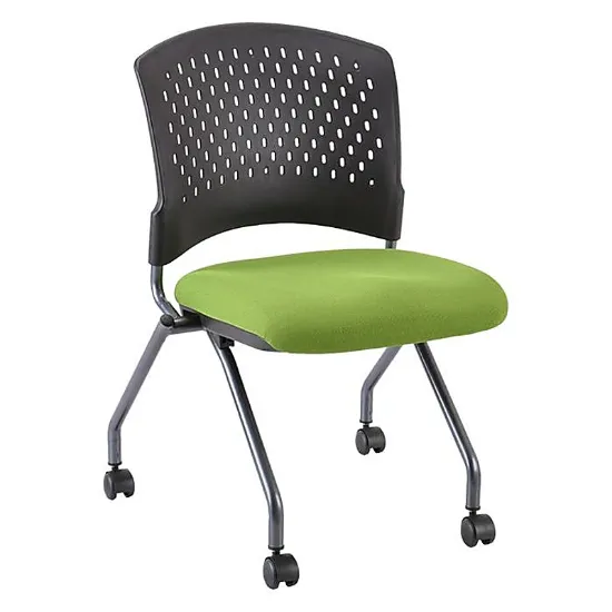 Picture of Green Red Nesting Guest Chair without Arms, Rolling Casters, and Upholstered Seat  