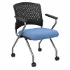 rolling nesting chair with arms and upholstered seat