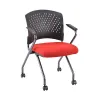 rolling nesting chair with arms and upholstered seat