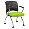 rolling nesting chair with arms and upholstered seat