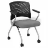 rolling nesting chair with arms and upholstered seat