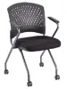 Picture of Blue Rolling Nesting Chair with Arms, Perforated Back, and Upholstered Seat 