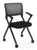 rolling nesting mesh back chair with arms and casters