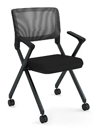 rolling nesting mesh back chair with arms and casters