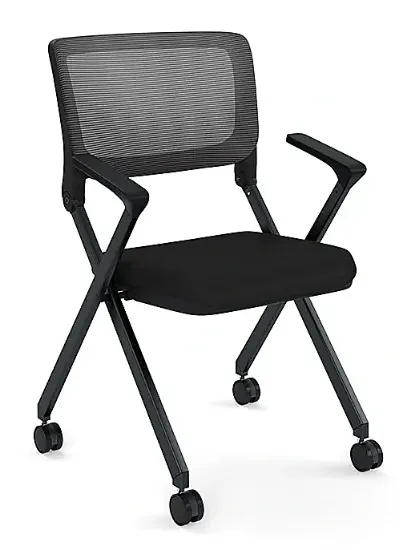 rolling nesting mesh back chair with arms and casters