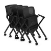 rolling nesting mesh back chair with arms and casters