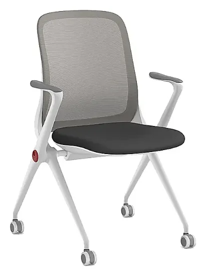 rolling nesting mesh back chair with arms and casters