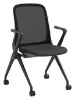 rolling nesting mesh back chair with arms and casters