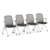 rolling nesting mesh back chair with arms and casters
