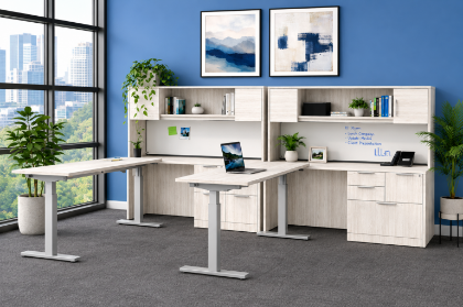 Picture of Two Person Height Adjustable Desk | Ergonomic Sit-Stand Workstation  