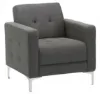 contemporary club chair with tufted slate fabric