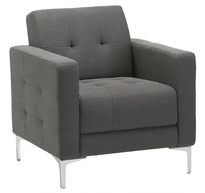contemporary club chair with tufted slate fabric