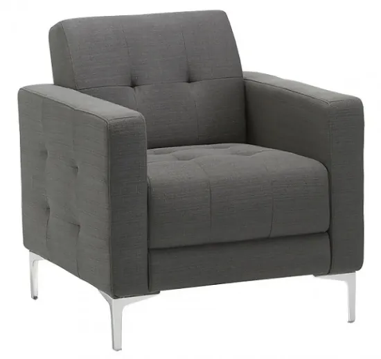 contemporary club chair with tufted slate fabric