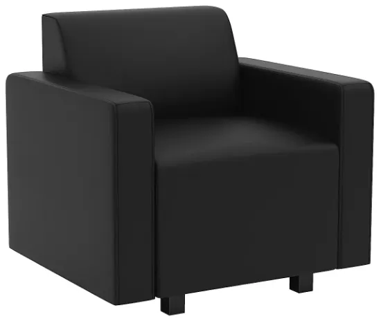 black club chair with antimicrobial vinyl upholstery