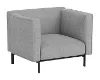 upholstered club chair with light gray fabric