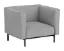 upholstered club chair with light gray fabric
