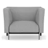 upholstered club chair with light gray fabric