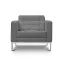 leather club chair with tufted gray upholstery