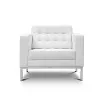 leather club chair with tufted gray upholstery