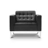 leather club chair with tufted gray upholstery