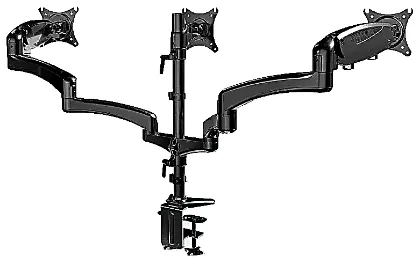 clamp on dual pneumatic monitor arms for 17 to 32 inch screens