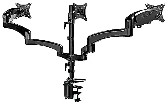 clamp on dual pneumatic monitor arms for 17 to 32 inch screens