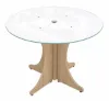 round conference table with white frosted glass top