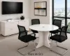 round conference table with white frosted glass top
