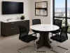 round conference table with white frosted glass top