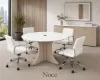 round conference table with white frosted glass top