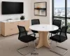 round conference table with white frosted glass top