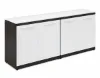 office storage credenza with white glass doors