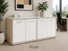 office storage credenza with white glass doors