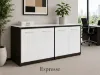 office storage credenza with white glass doors