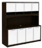 office credenza with hutch and white glass doors