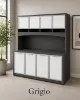 office credenza with hutch and white glass doors