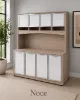 office credenza with hutch and white glass doors