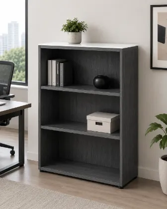 executive bookcase with adjustable shelves and glass top
