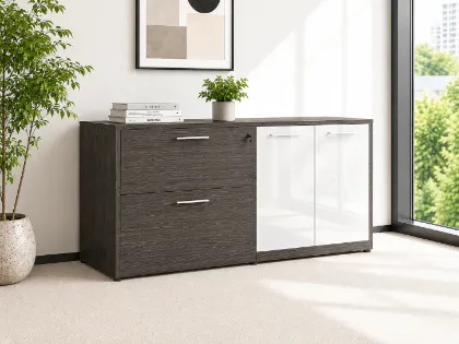 lateral file storage credenza with locking drawers