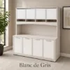 office credenza with hutch and white glass doors